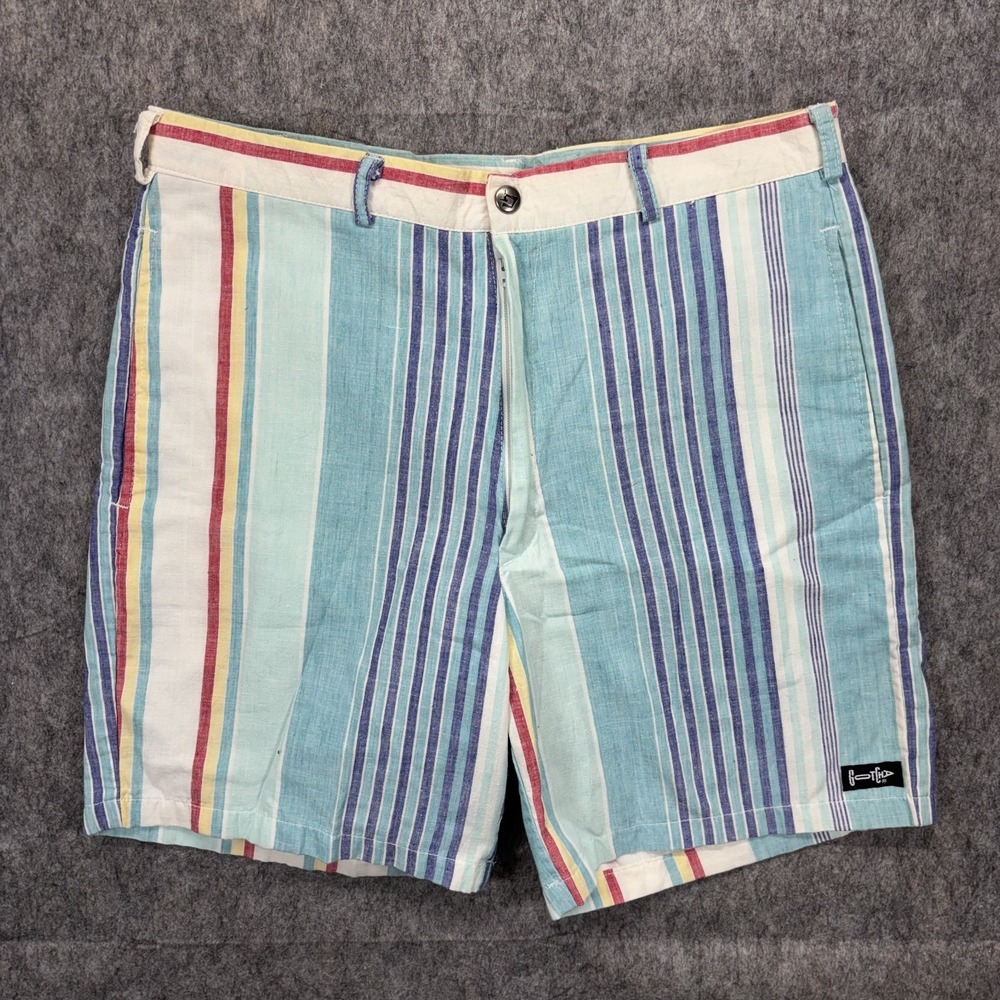 Vintage 1980s Gotcha Shorts Men's‎ 32 Striped Cotton Surf Skate Blue Lightweight